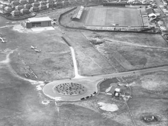 An aerial view of Doncaster Airport, with Belle Vue at the top right.