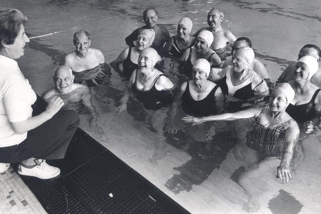 Pensioners cool off at Sheaf Valley Baths in 1976.