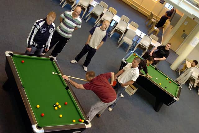 Prisoners are able to play pool inside the jail in recreational areas.