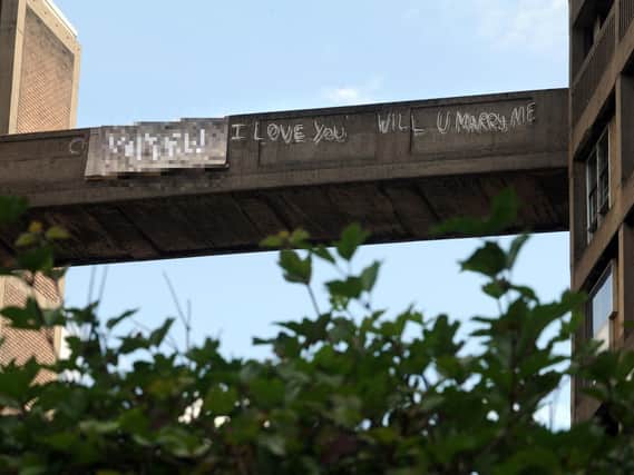 The famous graffiti on the Park Hill bridge.