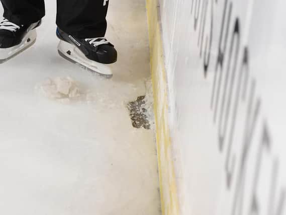 Concrete showing through the ice at Sheffield Arena last Saturday