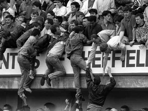 Fans trying to avoid the crush at the Hillsborough disaster