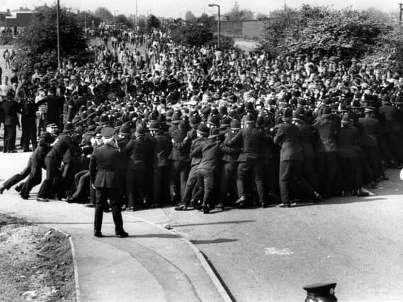 Police and miners clash at the Battle of Orgreave in 1984