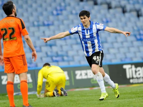 Fernando Forestieri celebrates putting Sheffield Wednesday in front against Ipswich at Hillsborough last season. The match ended 1-1