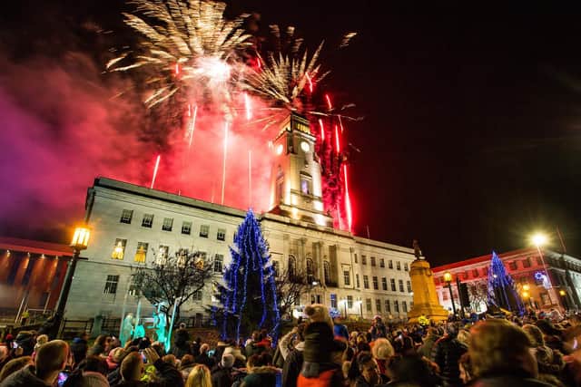 Barnsley went Christmas crackers with a spectacular firework display at the festive lights switch on.