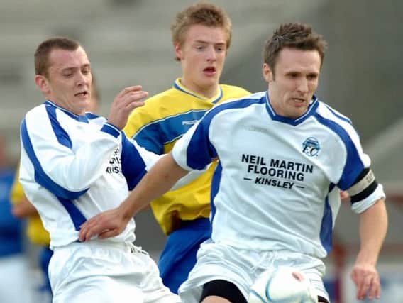 Vardy in action for Stocksbridge against Hemsworth in the 2007 Sheffield Association Cup final at Millmoor