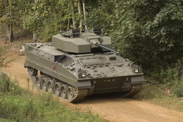 One of the British Army Warrior Infantry Fighting Vehicles, on which the Tinsley Bridge Group in Sheffield worked