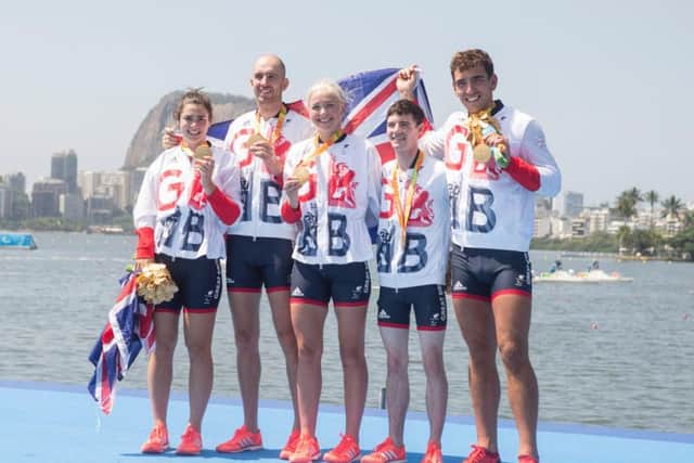 Grace Clough, 25, with her gold medal-winning team at the Rio Paralympics 2016.