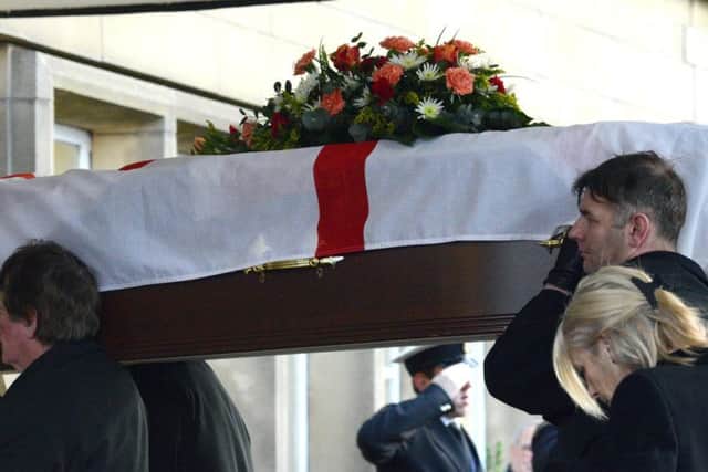 William Parkin's casket was draped in the Union Jack and St George's Cross.