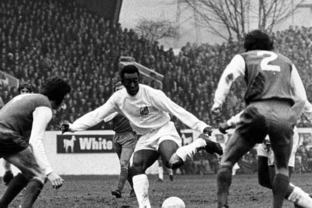 Pele shows a trick at Hillsborough on February 23, 1972