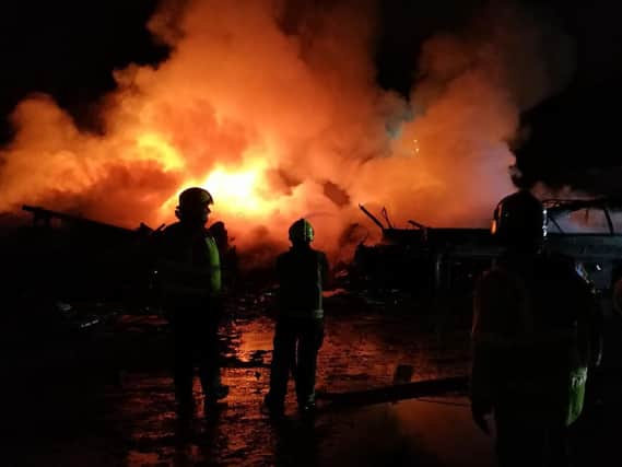 Firefighters dealt with a scrapyard blaze last night