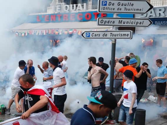 England fans caught up in disturbances during the European Championships in France in the summer. PA