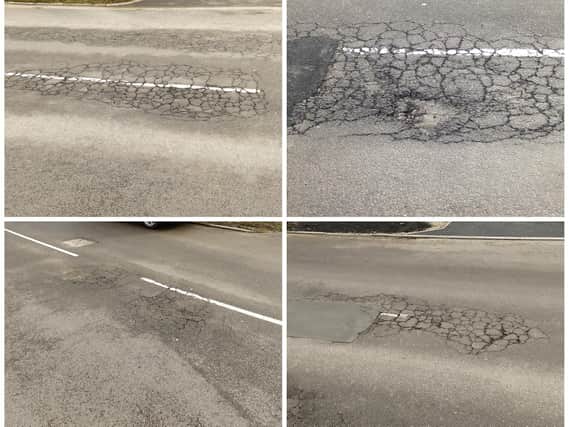 Cracks and potholes along Knowle Lane, in Ecclesall