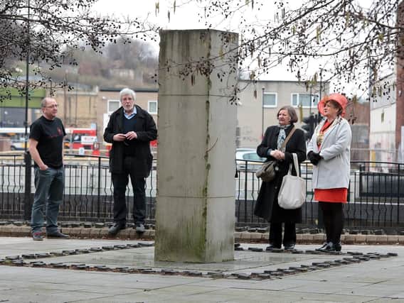 Wreath laying at the Great Sheffield Flood memorial. Picture: Glenn Ashley