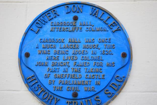 A plaque on the wall of Carbrook Hall