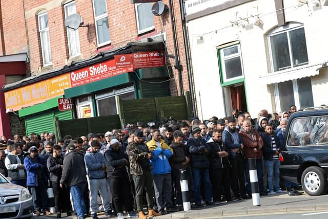 Around 150 people were forced to gather outside on the pavement as the mosque was full
