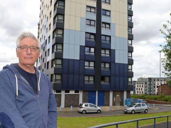 Peter McLoughlin outside the tower block where he lives. Picture: Marie Caley/The Star