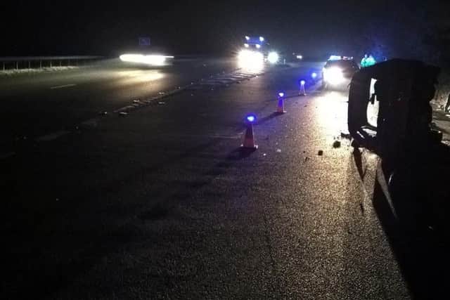 A driver was arrested after a crash on the A1 near Doncaster last night