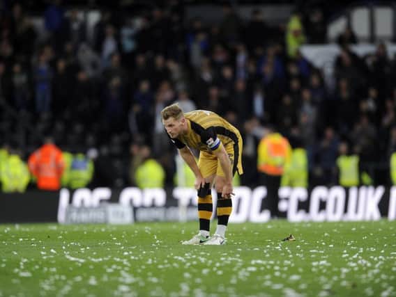 Tom Lees at the final whistle at Pride Park