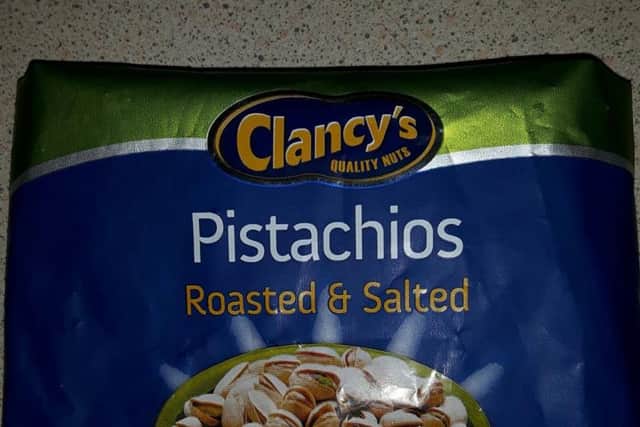 The dead maggot was found inside a pistachio in a bag of Clancy's Roasted and Salted pistachios bought at the Aldi store in Killamarsh