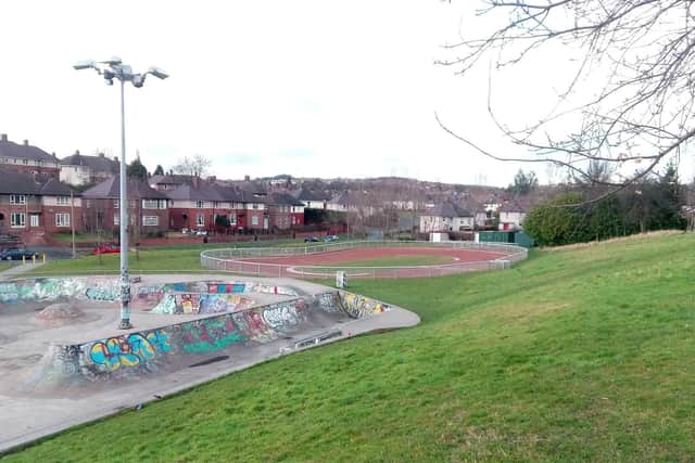 The skatepark and cycle speedway track at Cookson Park