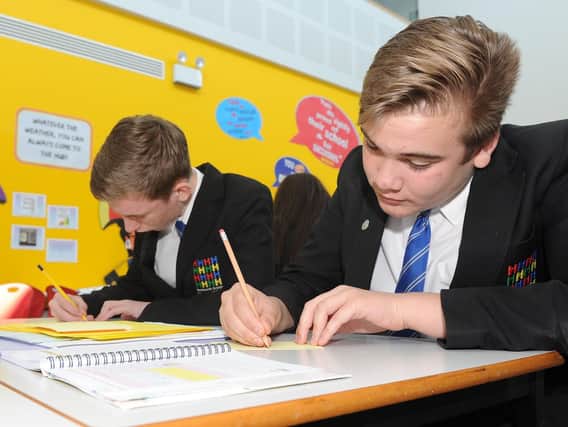 Ethan Chapman and Dan Wells revise in the hub at Handsworth Grange Community Sports College. Pictures: Andrew Roe