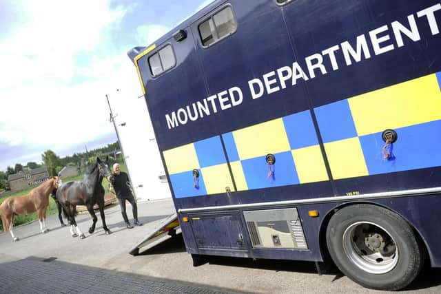 South Yorkshire Police Mounted Section have moved back to there previous home at Ring Farm,in Cudworth,Barnsley. Pictured loading up the Horse Box