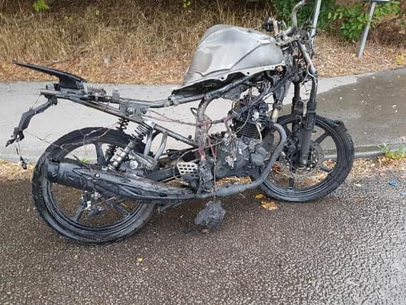 The state of the motorbike after the crash. Picture: SYP Operations.