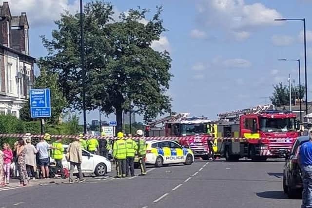 Emergency services are at the scene of the crash. Photo by Neil Clay