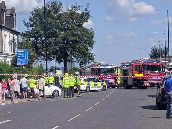 Emergency services are at the scene of the crash