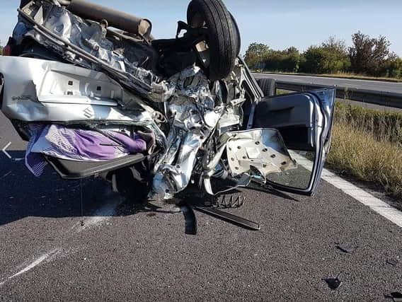A man and woman were taken to hospital after a serious collision on the M18, near Rotherham