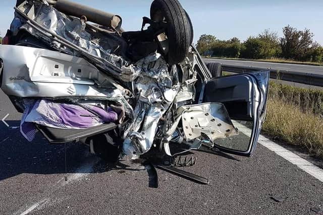 A man and woman were taken to hospital after a serious collision on the M18, near Rotherham