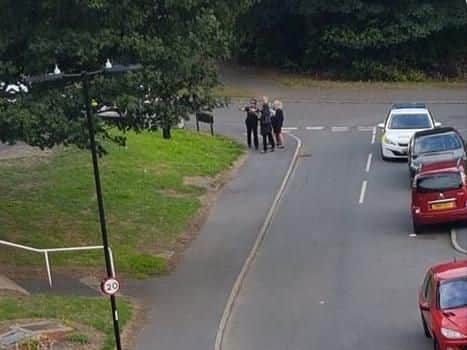 Police officers in Spring Close View, Gleadless Valley, after a man was stabbed yesterday