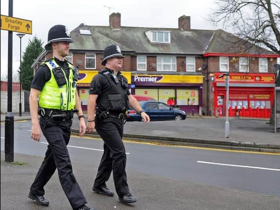 Police officers on patrol in Sheffield