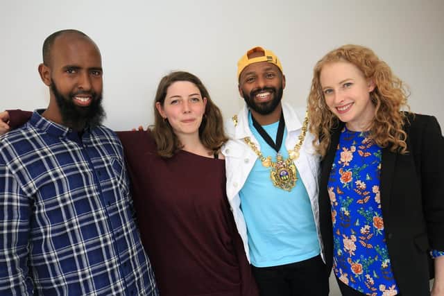 Pictured with the Lord Mayor are Saeed Brasab from the Unity Gym Project, Jo Eckersley from Flourish, and Katherine Myles from Sheffield Women's Counselling & Therapy Service. Picture: Chris Etchells