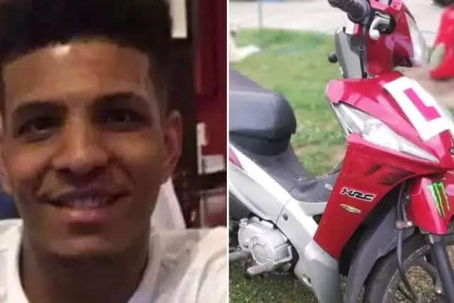 Murder victim Kavan Brissett and the scooter he bought his brother, Kerthanie