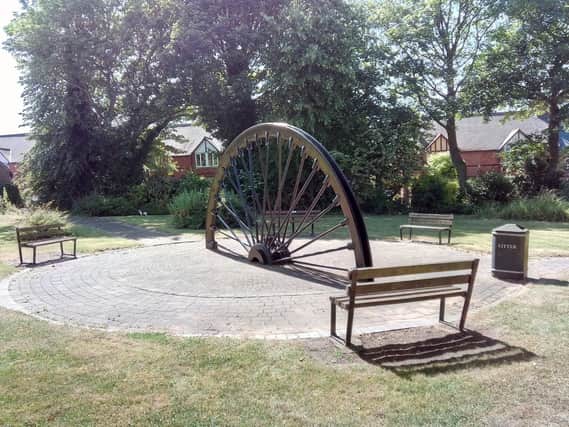 New addition: A new memorial for Dinnington miners will join the existing pit head wheel in Coronation Park