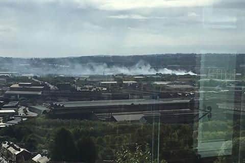 Smoke from the recycling plant fire as seen from Wincobank. Picture: David Hector.