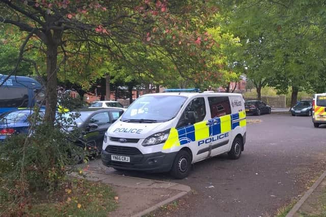 Police officers searched Darnall for knives yesterday as part of Operation Sceptre