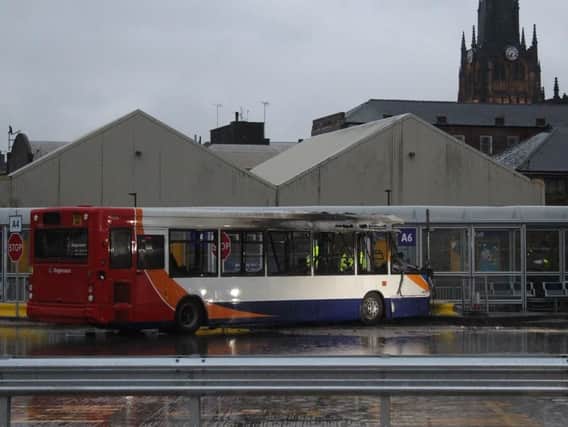 Fire crews were called to Rotherham Bus Station to reports of a bus on fire (Picture: George Griffiths)