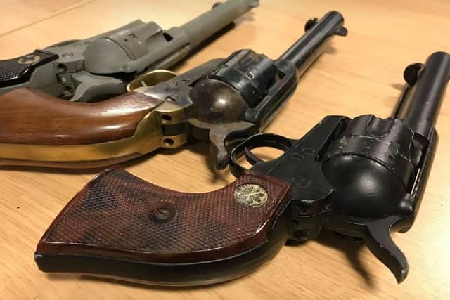 These replica guns were handed in to South Yorkshire Police
