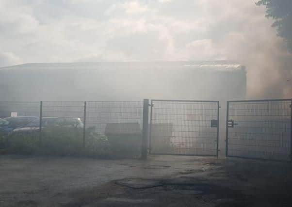 Plumes of smoke could be seen issuing from a factory in Sheffield this morning