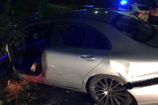The Mercedes was also damaged during the police pursuit through Sheffield (pic: South Yorkshire Police)