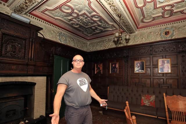 Owner Sean Fogg in the Old Oak Room at Carbrook Hall, which thankfully only sustained minor smoke damage in an arson attack earlier this year