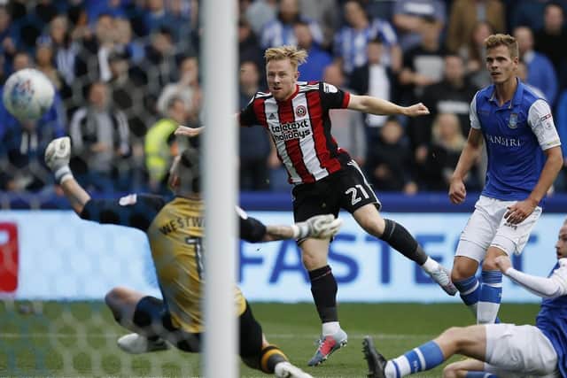 Mark Duffy scores at Hillsborough