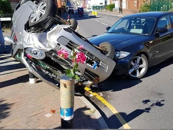 Two cars were involved in a collision in Sheffield this afternoon