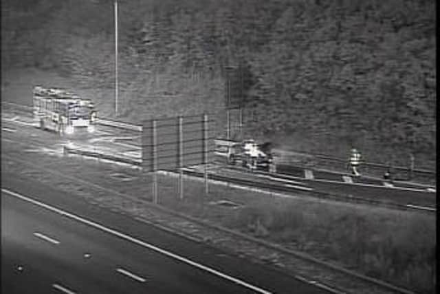 The M1 exit slip road at Junction 33, for Sheffield, is partially closed this morning