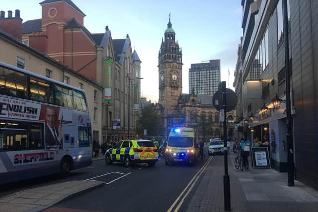 A man was reportedly hit by a bus on Leopold Street in Sheffield.