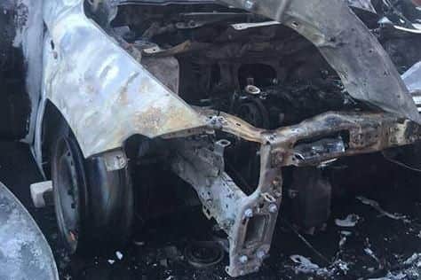 A Fiat Tipo was torched in Sheffield last night
