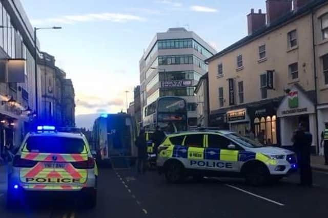 A man was involved in a collision with a bus in Sheffield city centre